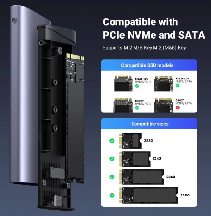 UGREEN M.2 NVMe SSD Enclosure 10Gbps USB 3.2 Gen 2 Designed for NVMe and SATA SSD - Image 5