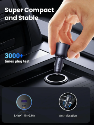 UGREEN 63W Type-C + USB Fast Car Charger;powerful and efficient charging solution for your car - Image 3